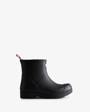 Hunter Boots | Men's Play Vegan Shearling Insulated Short Rain Boots-Black