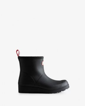 Hunter Boots | Women's Play Vegan Shearling Insulated Short Rain Boots-Black