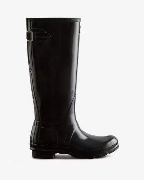 Hunter Boots | Women's Tall Back Adjustable Gloss Rain Boots-Black