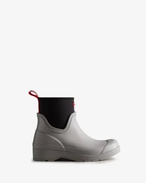 Hunter Boots | Women's Play Short Neoprene Rain Boots-Steall Light Grey
