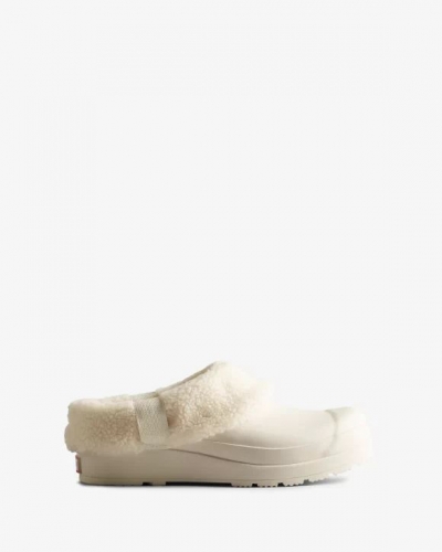 Hunter Boots | Women's Play Vegan Shearling Insulated Clogs-White Willow