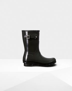 Hunter Boots | Women's Original Short Gloss Rain Boots-Dark Olive
