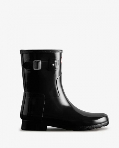 Hunter Boots | Women's Refined Slim Fit Short Gloss Rain Boot-Black