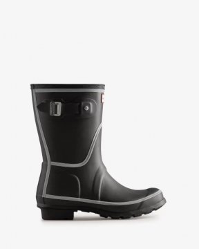 Hunter Boots | Women's Reflective Outline Short Rain Boots-Black
