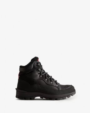 Hunter Boots | Men's Explorer Insulated Lace-Up Leather Commando Boots-Black