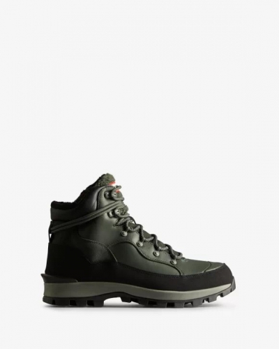 Hunter Boots | Men's Explorer Insulated Lace-Up Leather Commando Boots-Olive/Black