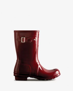 Hunter Boots | Women's Original Short Gloss Rain Boots-Fall Red