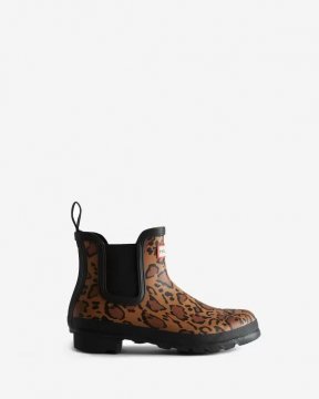 Hunter Boots | Women's Leopard Print Chelsea Boots-Rich Tan/Saddle/Black