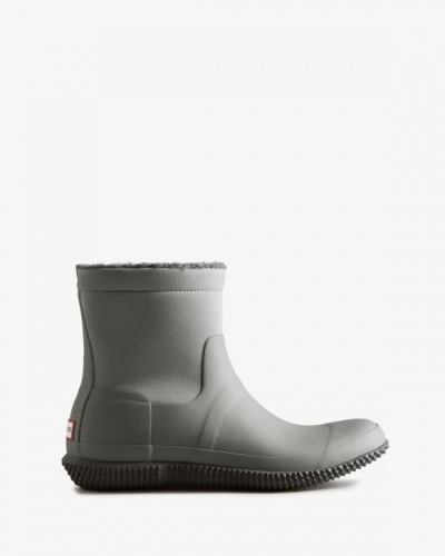 Hunter Boots | Men's Insulated Roll Top Vegan Shearling Boots-Tundra Grey/Docker Grey