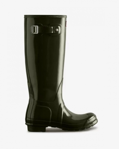 Hunter Boots | Women's Original Tall Gloss Rain Boots-Dark Olive