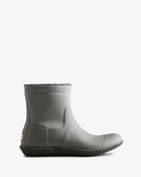 Hunter Boots | Men's Insulated Roll Top Vegan Shearling Boots-Tundra Grey/Docker Grey