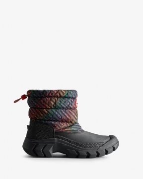 Hunter Boots | Women's Intrepid Insulated Short Logo Print Snow Boots-Hunter Logo Rainbow Xray Navy