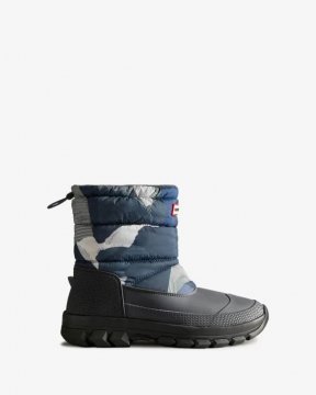 Hunter Boots | Men's Insulated Short Snow Boots-Glacial Cliff Black Ice Print