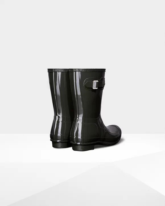 Hunter Boots | Women's Original Short Gloss Rain Boots-Dark Olive