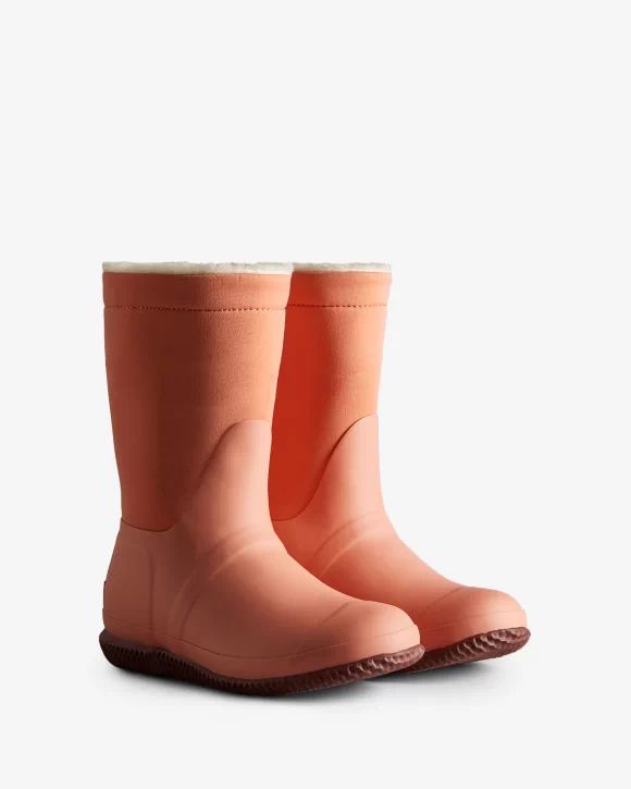 Hunter Boots | Women's Insulated Roll Top Vegan Shearling Boots-Rough Pink/Muted Berry
