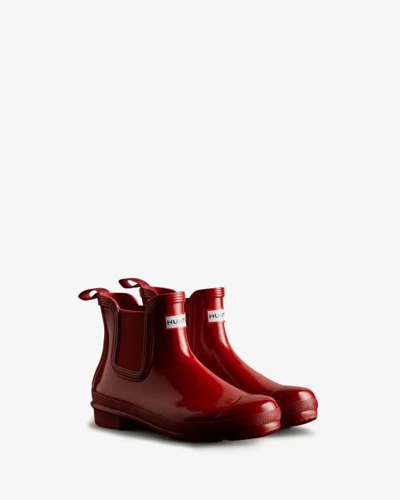 Hunter Boots | Women's Original Gloss Chelsea Boots-Military Red