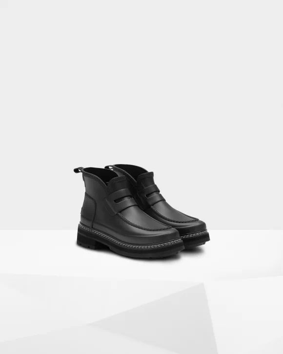 Hunter Boots | Women's Refined Stitch Detail Loafer Boots-Black