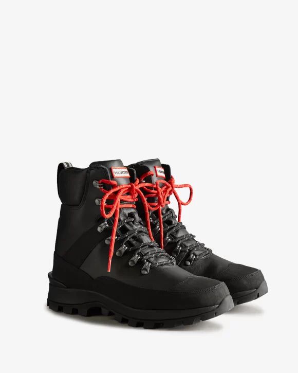 Hunter Boots | Men's Insulated Leather Commando Boots-Black