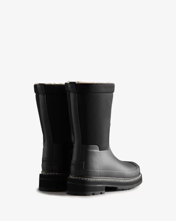 Hunter Boots | Women's Refined Stitch Roll Top Vegan Shearling Boots-Black