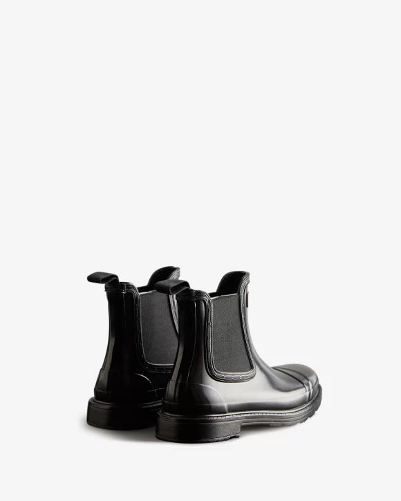 Hunter Boots | Women's Commando Gloss Chelsea Boots-Black