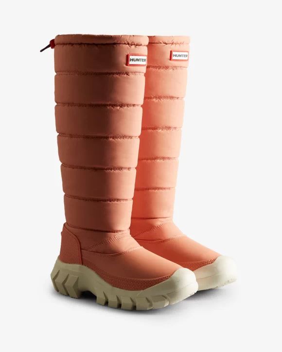 Hunter Boots | Women's Intrepid Insulated Tall Snow Boots-Rough Pink/White Willow