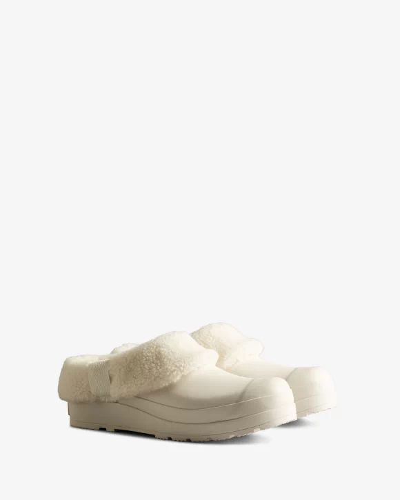Hunter Boots | Women's Play Vegan Shearling Insulated Clogs-White Willow